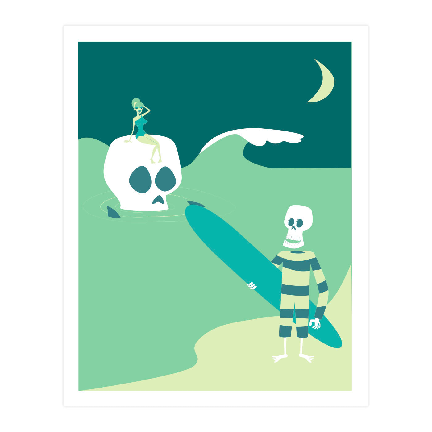 Old Bones Surfing Poster